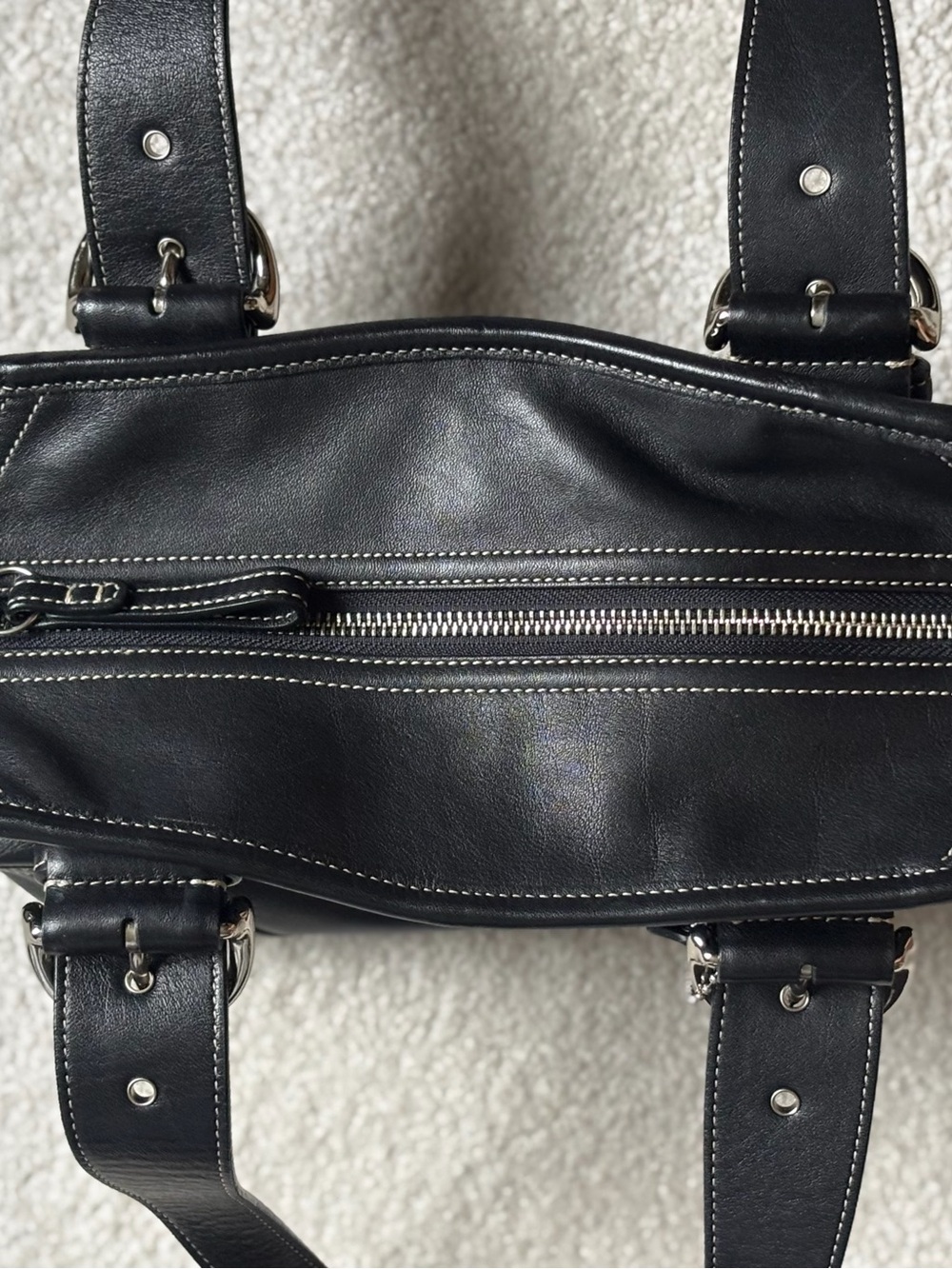 ⭐️Vintage COACH Black Leather Shoulder Handbag with dust bag - Picture 5 of 11